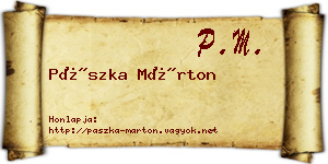 Pászka Márton névjegykártya